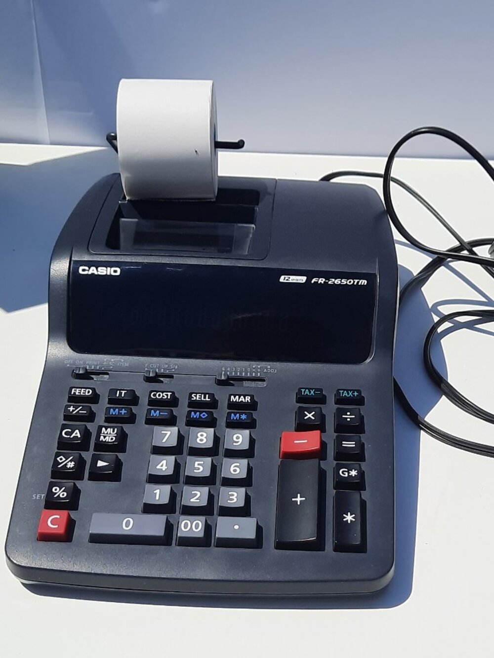 Casio FR-2650TM Printing Calculator 12 Digit Tested Working Clean W/ Box